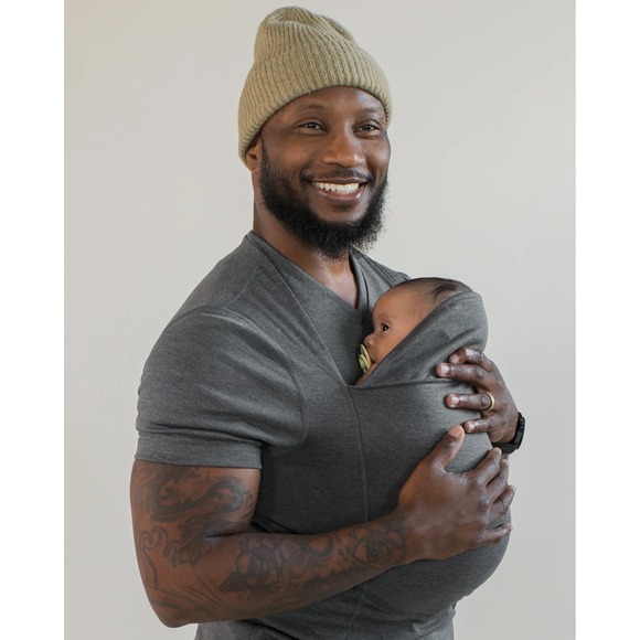 Lalabu The Dad Shirt Short Sleeve V Neck Baby Wearing | Medium | Gray | GUC - Picture 1 of 12